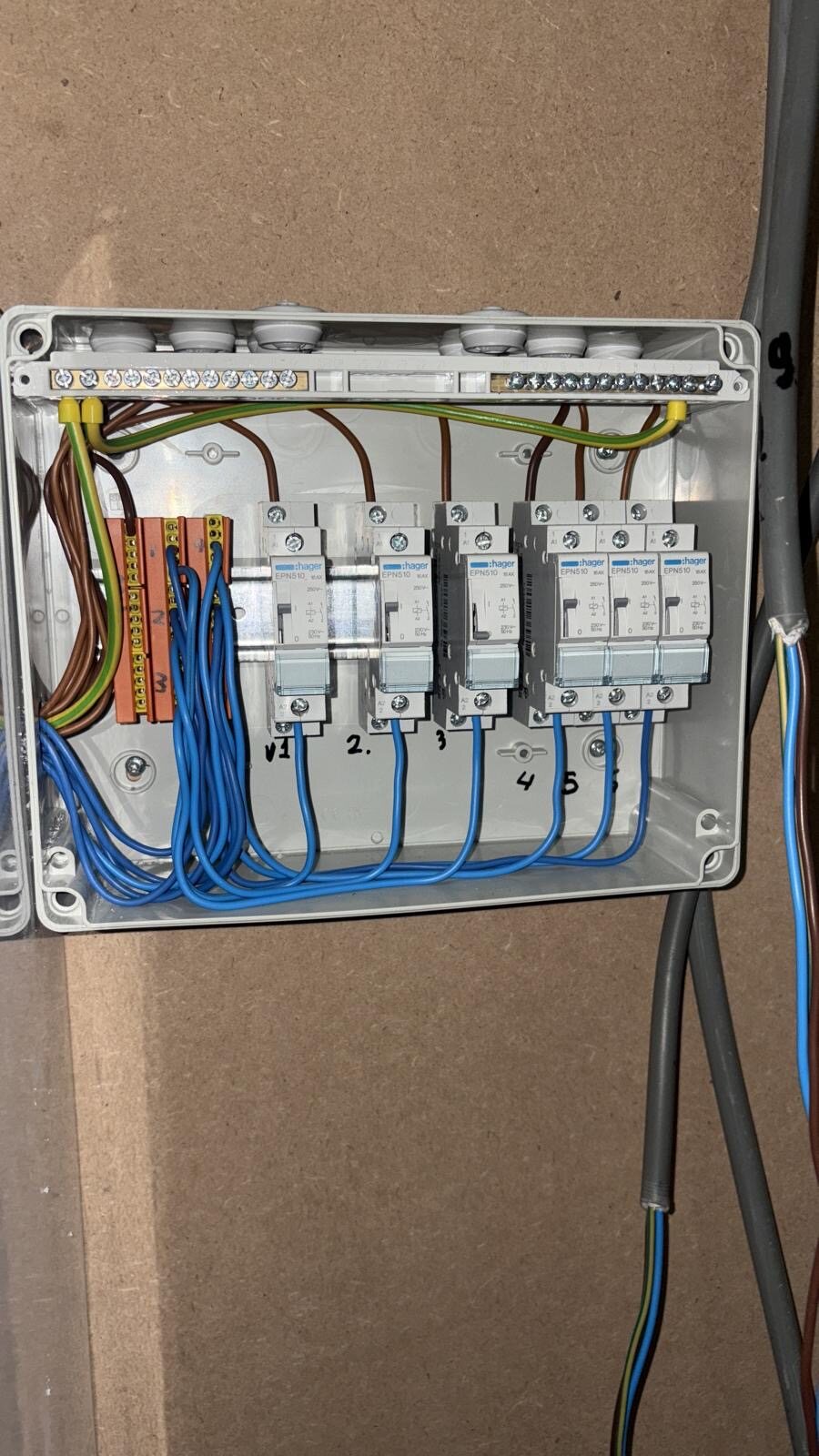 Bedrading en aansluitingen in een elektrische kast