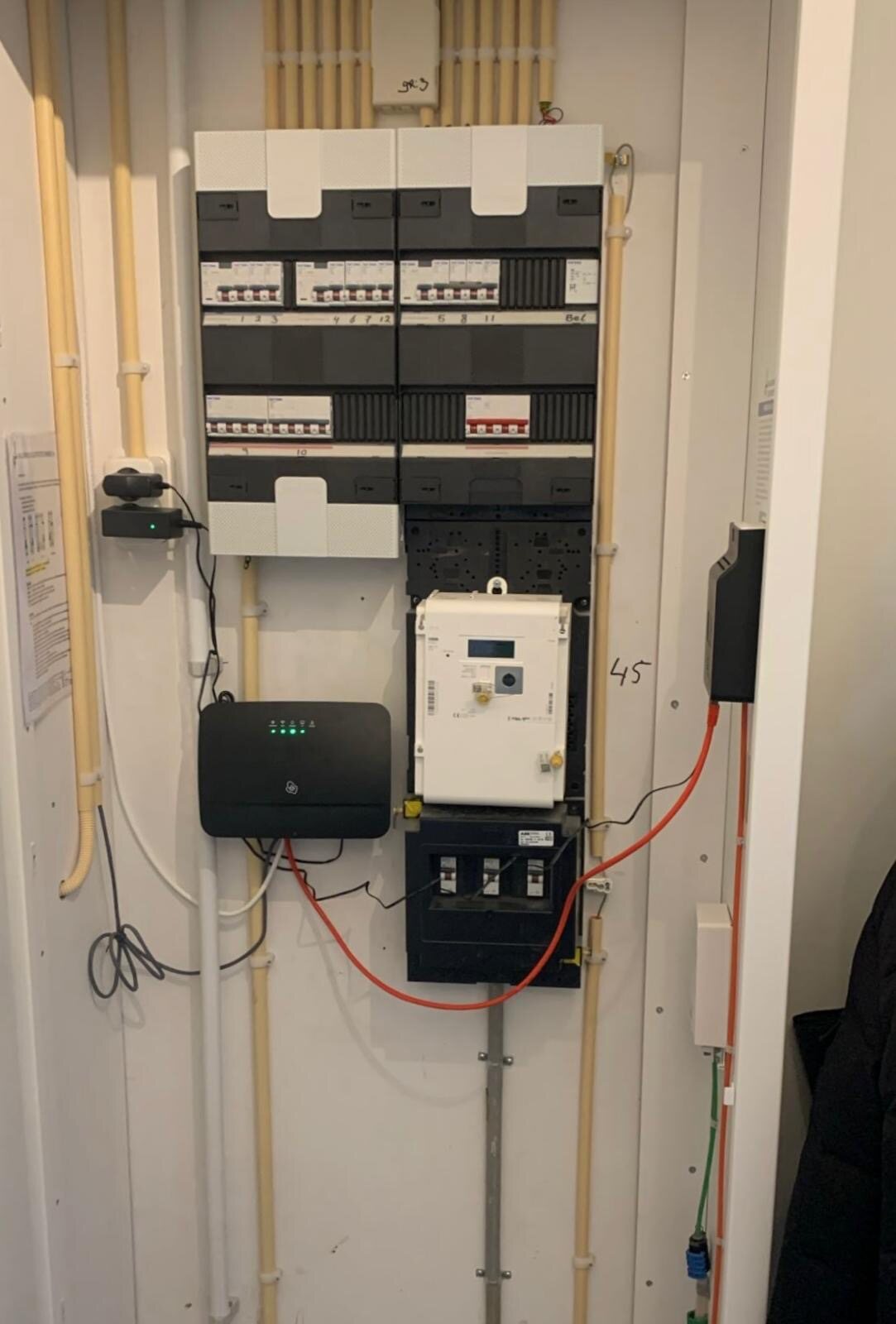 Elektrische verdeling en meetapparatuur in een kast